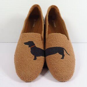 Vivaia Round-Toe Embroidered Dog Dachschund Loafer 43 US 11 Flats Furry Fuzzy